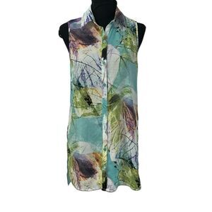 Spense Floral Print Sheer Top(Size Small)